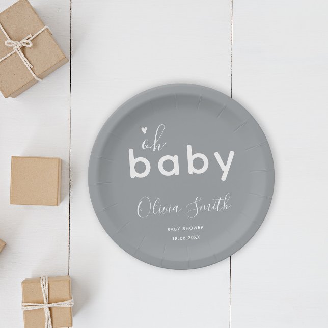 Oh Baby Gray Pappteller (Von Creator hochgeladen)