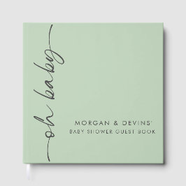 Oh Baby Green Baby Shower Guest Book Gästebuch