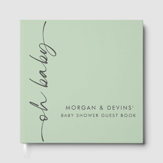 Oh Baby Green Baby Shower Guest Book Gästebuch (Vorderseite)