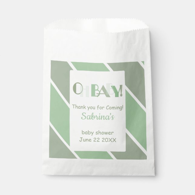 Oh Baby Green Modern Baby Dusche Gefallen Tasche Geschenktütchen (Vorderseite)