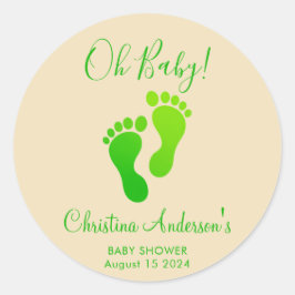 Oh Baby Green Welcome Baby Dusche Runder Aufkleber