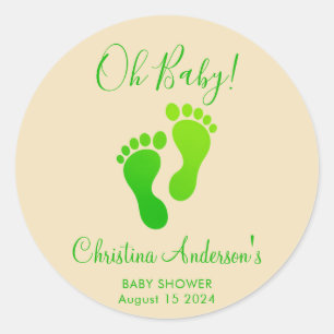 Oh Baby Green Welcome Baby Dusche Runder Aufkleber