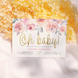 Oh Baby Greenery Blush Pink Roses Girl Baby Dusche Einladung