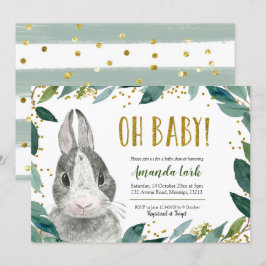 Oh Baby Greenery Bunny Baby Shower Einladung