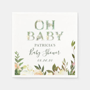 Oh Baby Greenery Floral Baby Shower Servietten