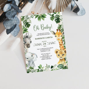 Oh Baby Greenery Jungle Safari Animals Baby Dusche Einladung