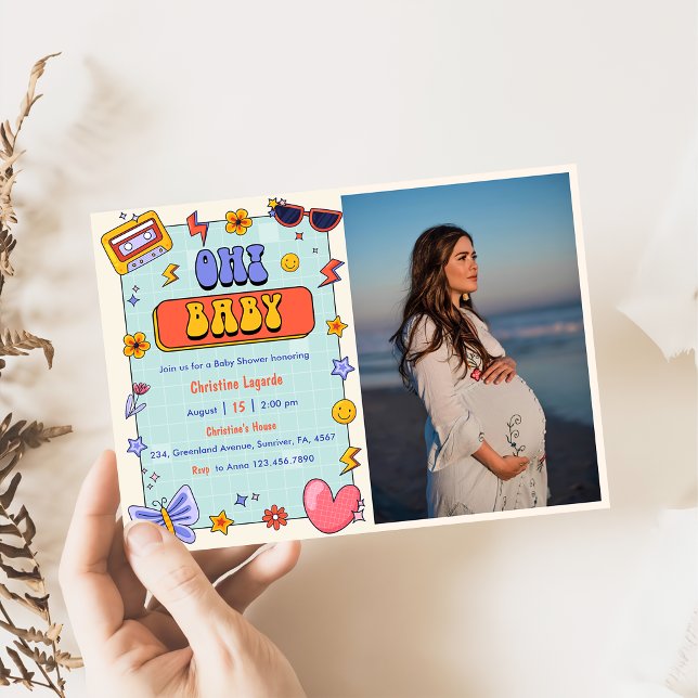 Oh! Baby Groovy Hippie Baby Dusche Party Foto Einladung (Von Creator hochgeladen)