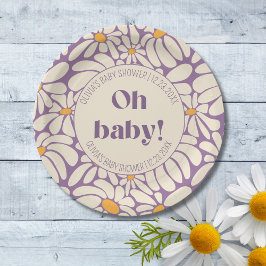 Oh Baby Groovy Retro Daisies Blume Pappteller