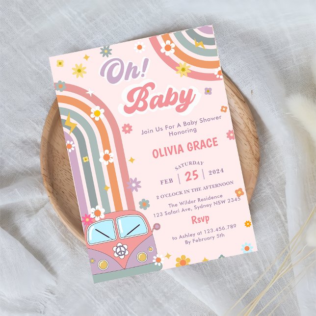 Oh Baby Groovy Retro Daisy Baby ShowParty Einladung (Von Creator hochgeladen)