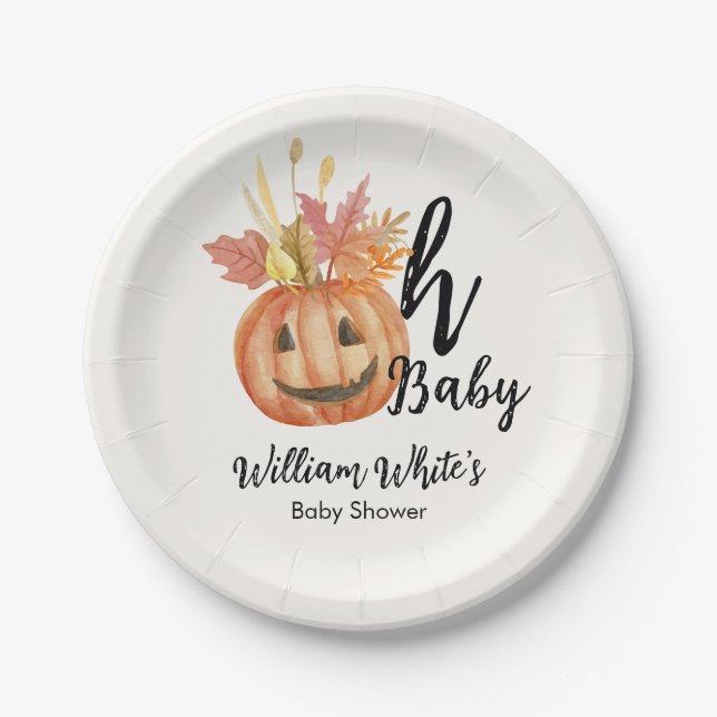 Oh, Baby! Halloween Fall Pumpkin Verlasse Kinderdu Pappteller (Vorderseite)