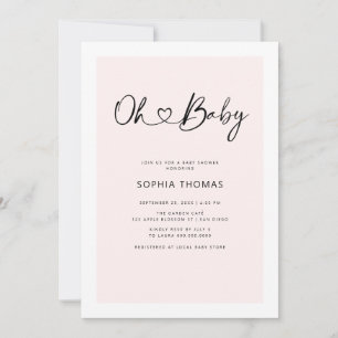 Oh Baby Heart Schriftart Minimal Soft Pink Baby Du Einladung