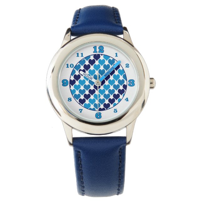 Oh Baby Hearts - blau Armbanduhr (Vorderseite)