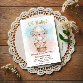 Oh Baby Heißluftballon Blumen-Einladung Einladung