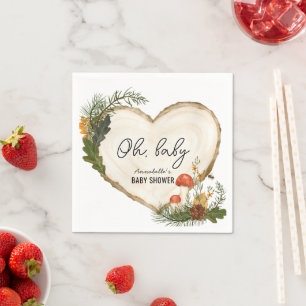 Oh Baby Holzschnitt Pilz Fall Baby Shower Serviette
