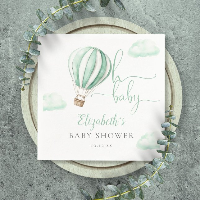 Oh Baby Hot Air Ballon Geschlecht Neutral Baby Dus Serviette (Oh Baby Hot Air Balloon Gender Neutral Baby Shower Napkins)