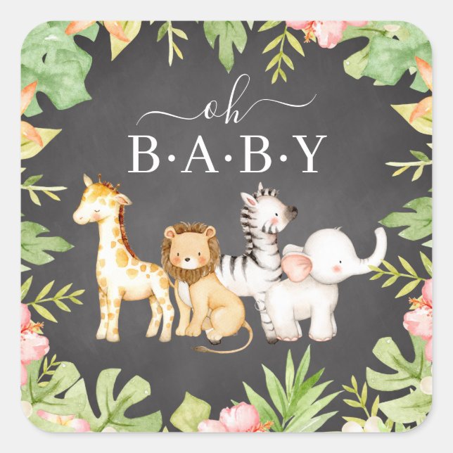 Oh Baby Jungle Baby Dusche 7" Plate Square Sticker (Vorderseite)