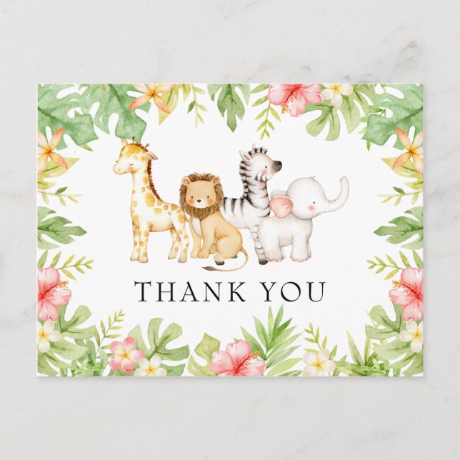 Oh Baby Jungle Baby Dusche Danke Postcard Postkarte (Vorderseite)