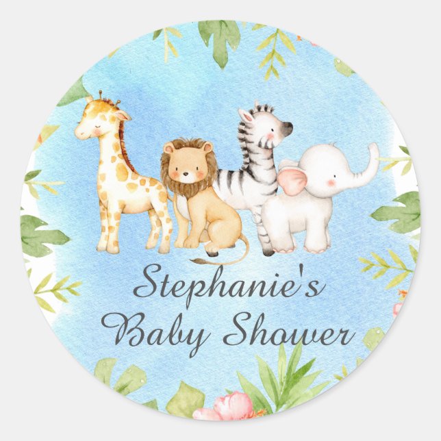 Oh Baby Jungle Baby Dusche Gefallen Runder Aufkleber (Vorderseite)