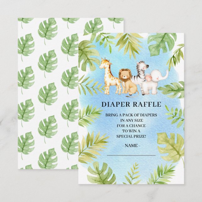 Oh Baby Jungle Baby Duschkabine Windelwanne Einladung (Vorne/Hinten)
