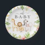 Oh Baby Jungle Baby Shower 7" Plättchen Pappteller<br><div class="desc">Das hübsche Design mit der süßesten Giraffe,  Affe,  Zebra,  Elefant & Löwe mit einem üppigen Dschungelblattrahmen. Besuchen Sie unseren Shop,  um unsere gesamte Oh Baby Safari Kollektion einzusehen</div>