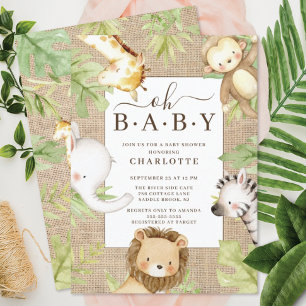 Oh Baby Jungle Baby shower Invitation