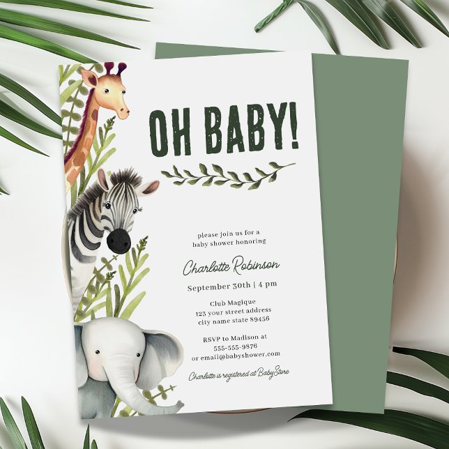 Oh Baby Jungle Baby shower Invitation (Créateur téléchargé)
