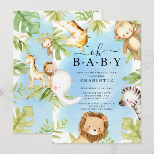 Oh Baby Jungle Baby shower Invitation