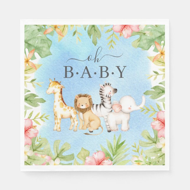 Oh Baby Jungle Babydusche Papier Napkins Serviette (Vorderseite)