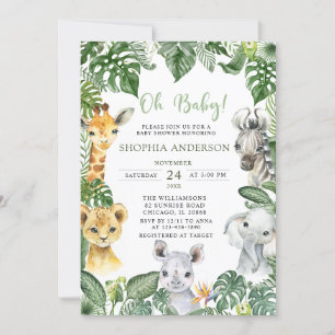 Oh Baby Jungle Safari Animals Baby Dusche Einladung