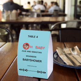 Oh Baby Katze Bild Baby Shower Blau Tischaufsteller