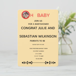 Oh Baby Katzenbild Baby Shower Ecru Einladung