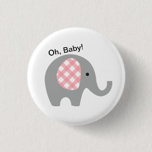Oh, Baby! Knopf mit grauem Elefanten und den rosa Button