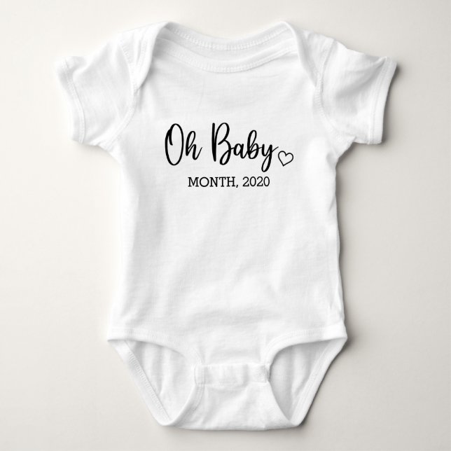 Oh Baby kommt bald Schwangerschaftsankündigung Baby Strampler (Vorderseite)
