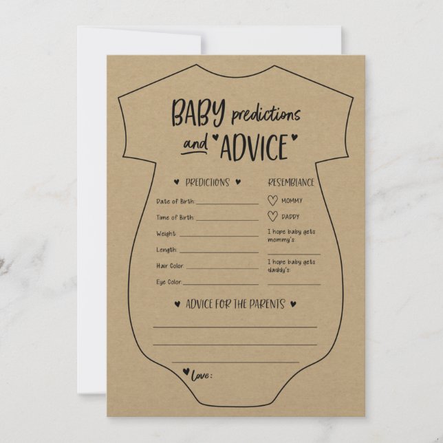 Oh Baby Kraft Predictions and Advice Card Einladung (Vorderseite)
