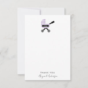 Oh Baby Lavender Gingham Pram Baby Dusche Dankeskarte