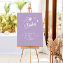 "Oh Baby" Lavender Modern Baby Dusche Willkommen