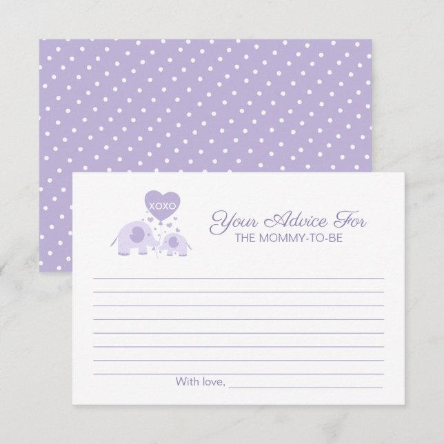 Oh Baby Lavender Niedliche Elephant Baby Dusche Ra Einladung (Vorne/Hinten)