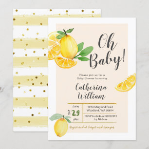 Oh Baby Lemon Baby shower Invitation