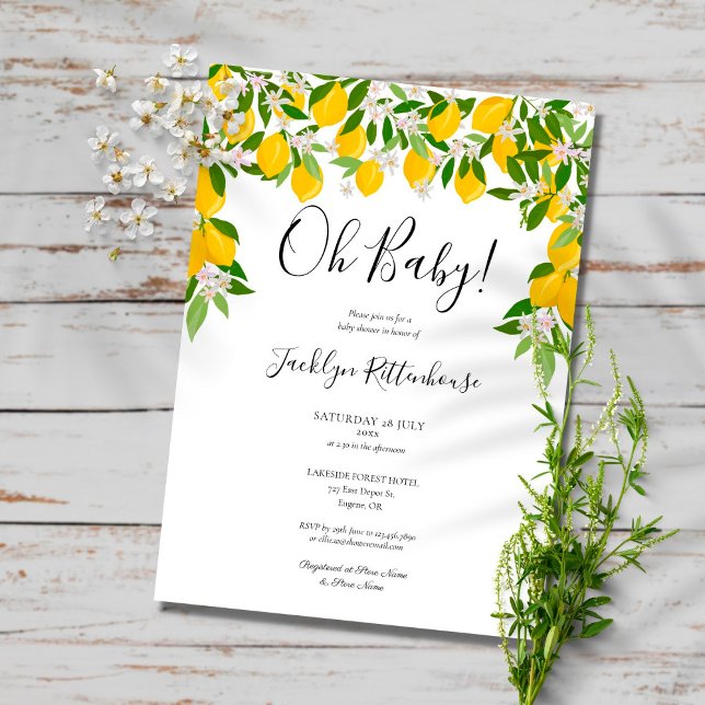 Oh Baby Lemon Blossom Greenerity Baby Shower Einladung (Von Creator hochgeladen)