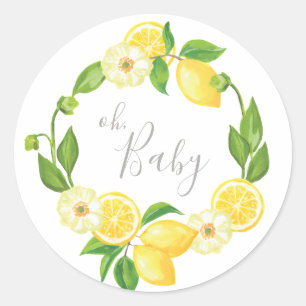 oh Baby Lemon Floral Baby Merci Favor Sticker