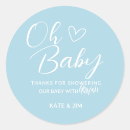 Oh Baby Light Blue Baby Dusche Danke Runder Aufkleber