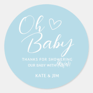 Oh Baby Light Blue Baby Dusche Danke Runder Aufkleber