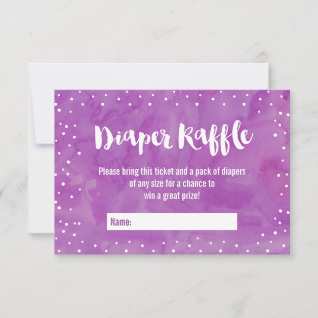 Oh Baby Lila Baby Dusche Windeln Raffle Einladung (Vorderseite)