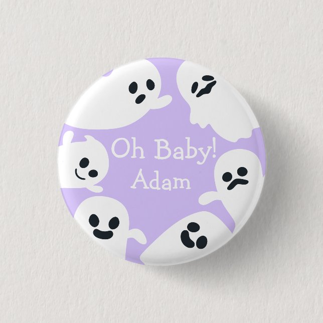 Oh, Baby! Lila Halloween-Herbstdusche Button (Vorderseite)