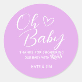 Oh Baby Lila Lavender Baby Dusche Danke Runder Aufkleber