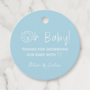 Oh Baby Lion und Herz Danke, Baby Dusche Geschenkanhänger