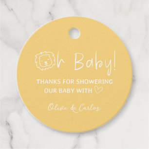 Oh Baby Lion und Herz Danke, Baby Dusche Geschenkanhänger