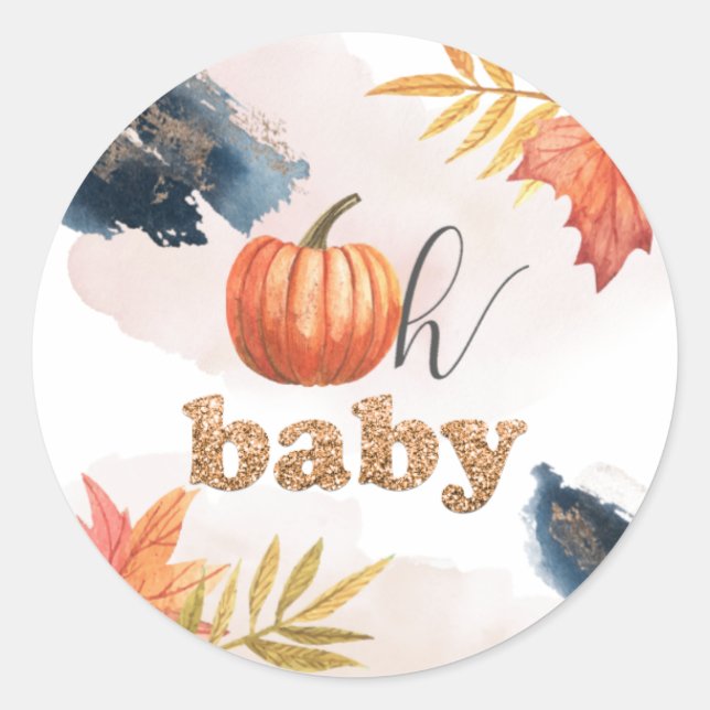 Oh Baby Little Pumpkin Baby Showaufkleber Runder Aufkleber (Vorderseite)