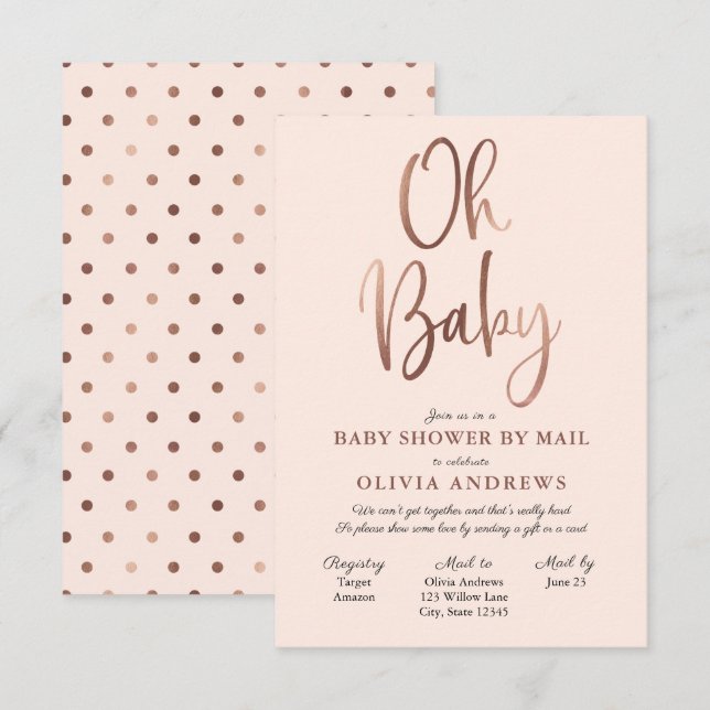 Oh Baby Long Distance Baby Dusche Einladung (Vorne/Hinten)