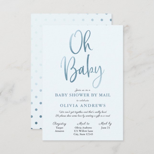 Oh Baby Long Distance Baby shower Invitation (Devant / Derrière)